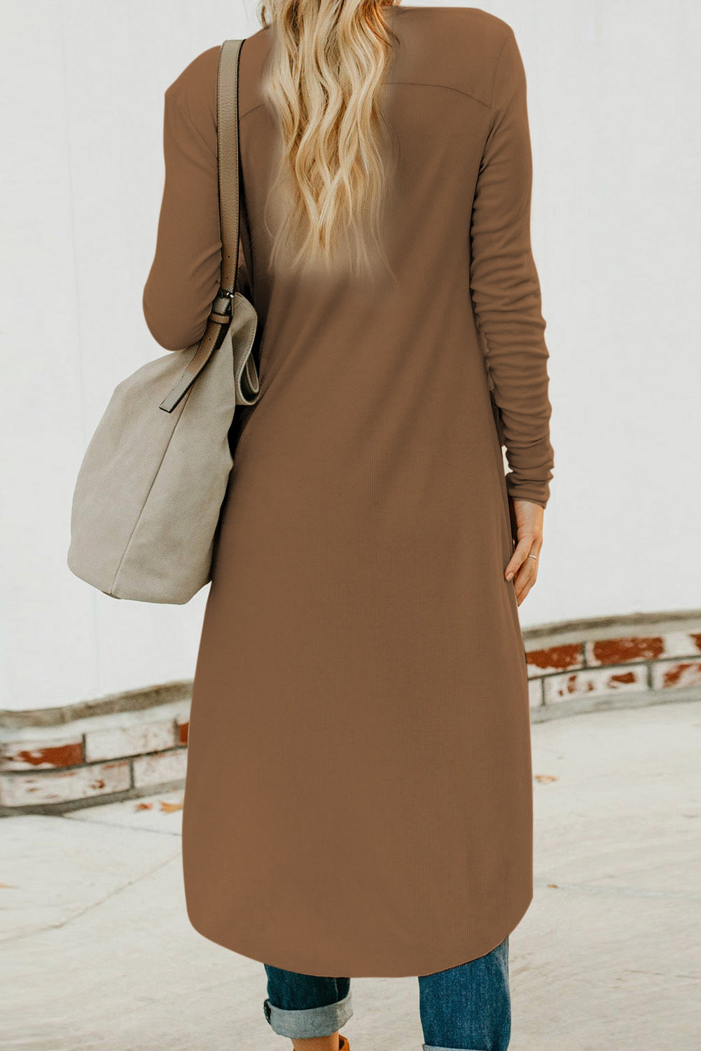 V-Neck Long Sleeve Cardigan with Pocket