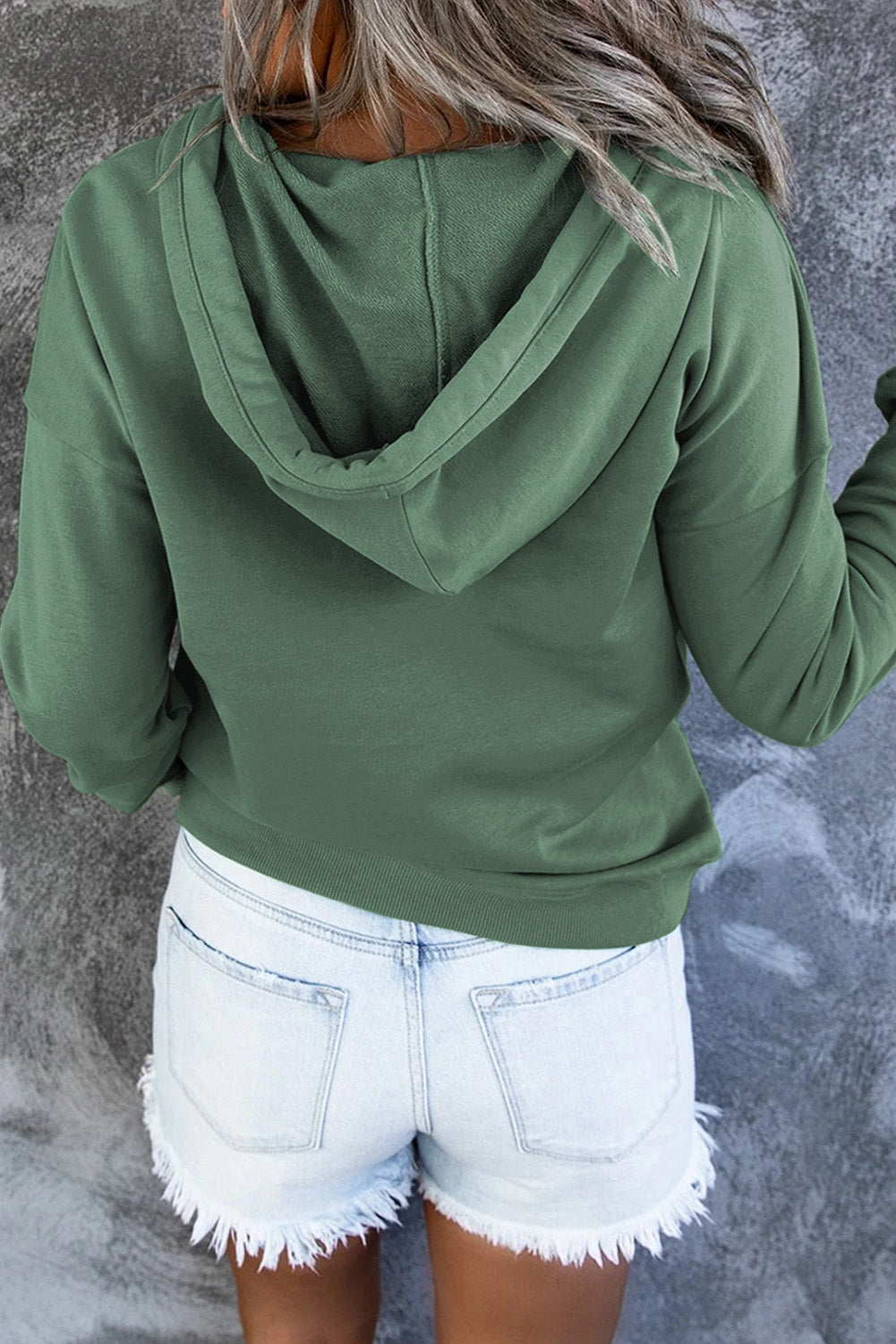 Dropped Shoulder Long Sleeve Hoodie with Pocket