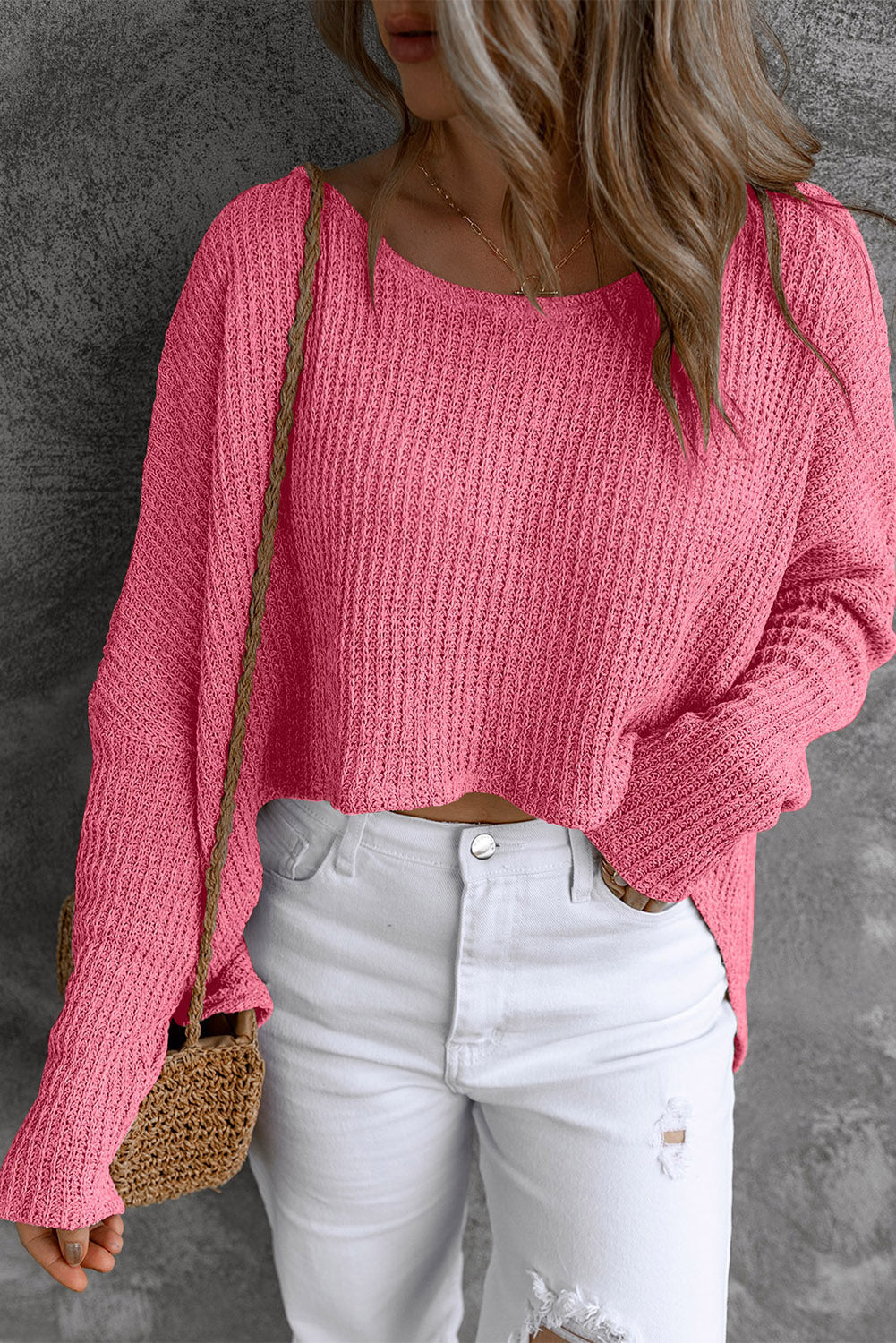 Round Neck High-Low Sweater