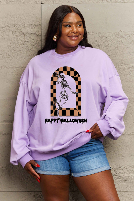 Simply Love Full Size HAPPY HALLOWEEN Graphic Sweatshirt