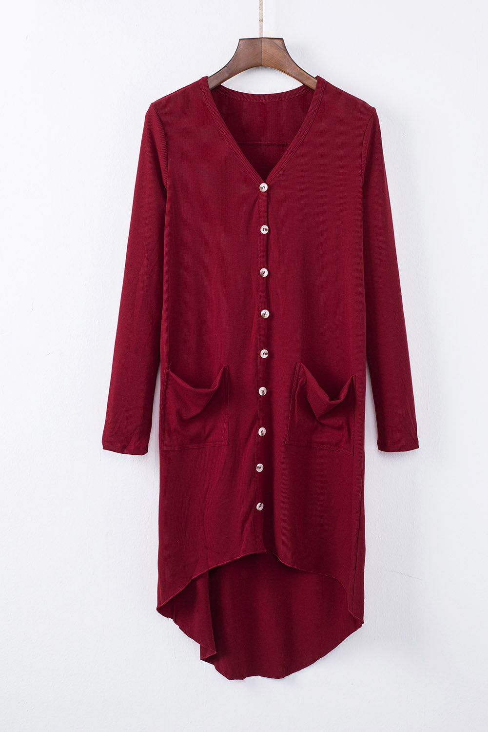 V-Neck Long Sleeve Cardigan with Pocket