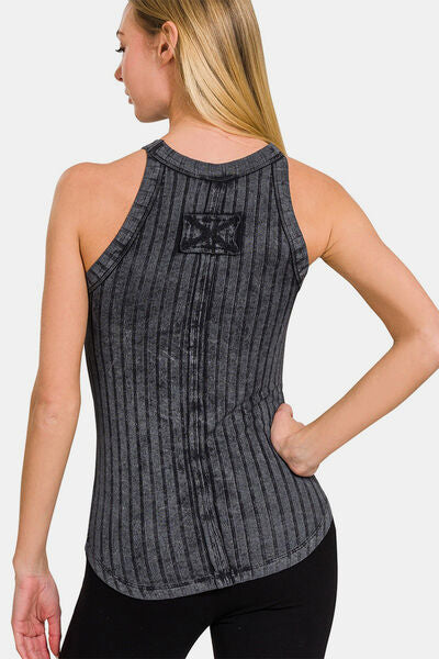 Zenana Ribbed Grecian Neck Tank