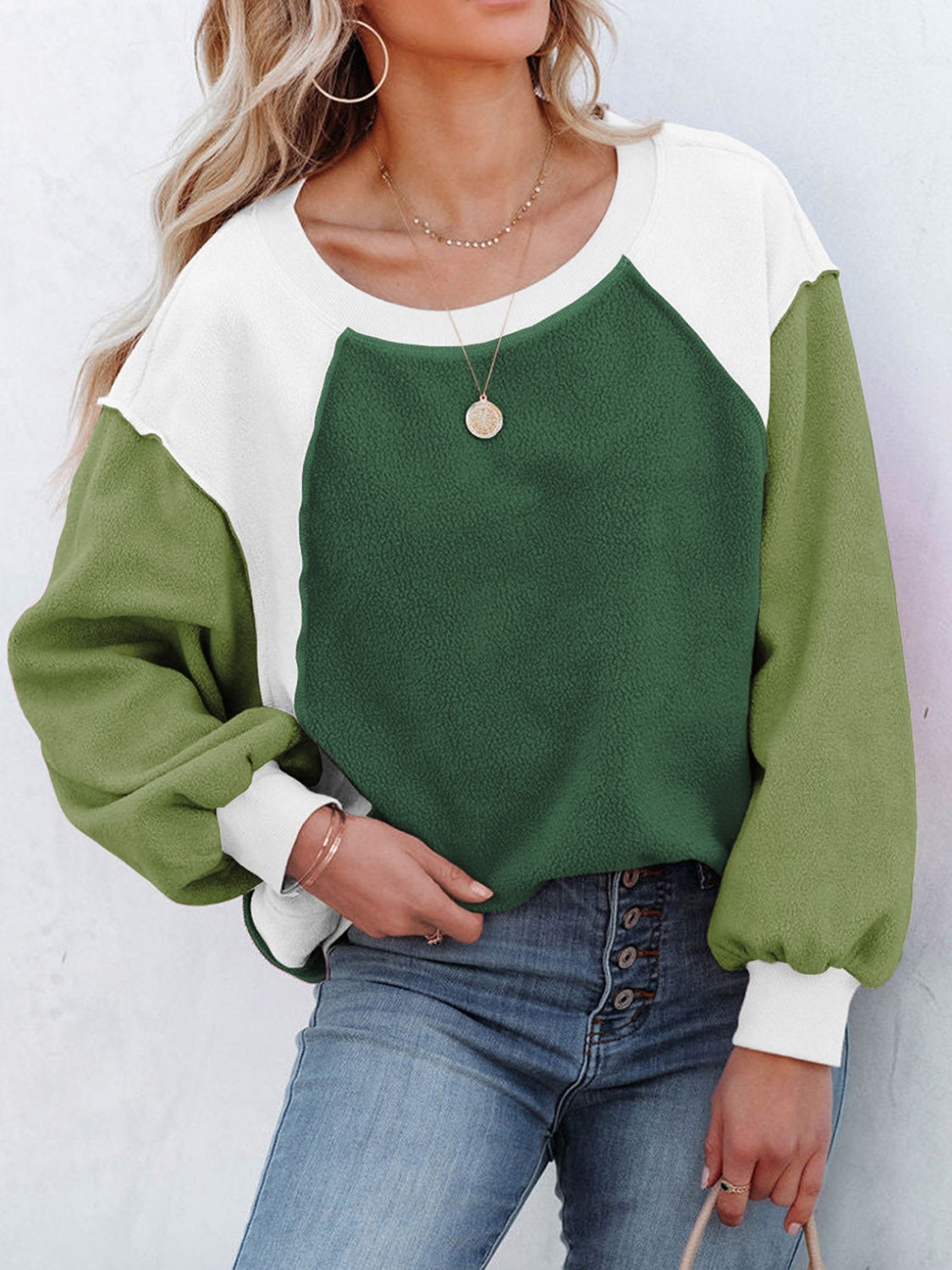 Color Block Exposed Seam Sweatshirt