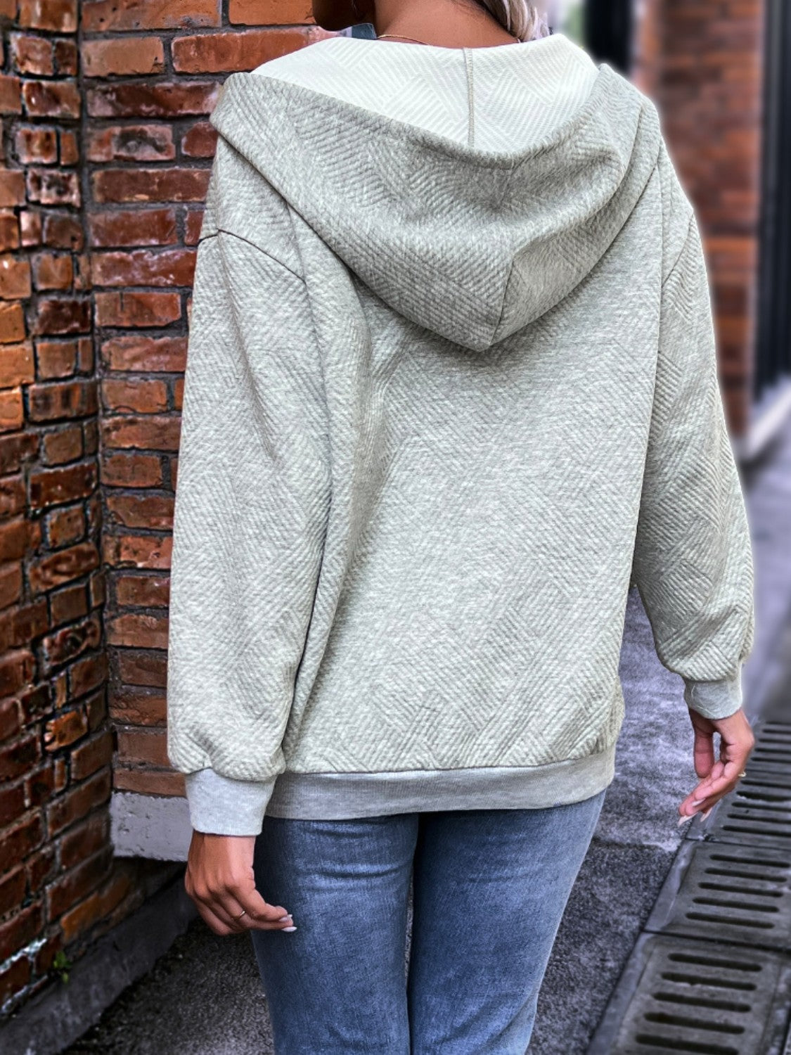 Quarter-Snap Drawstring Hoodie