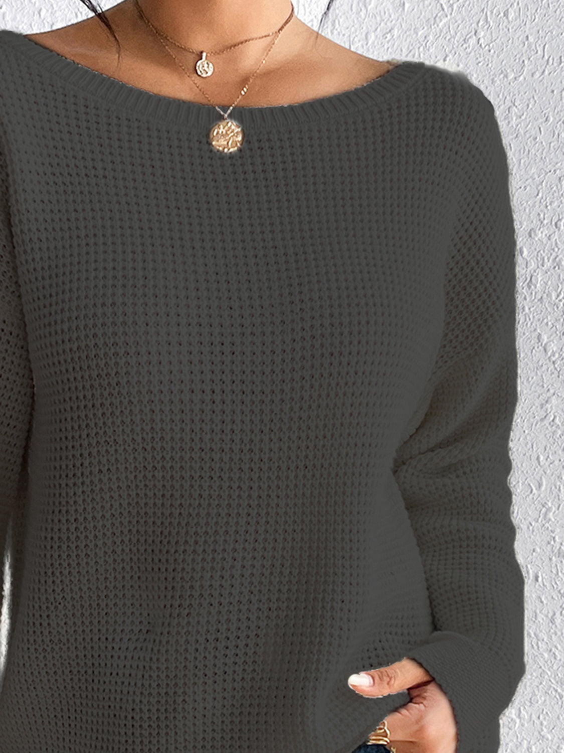 Boat Neck Drop Shoulder Sweater