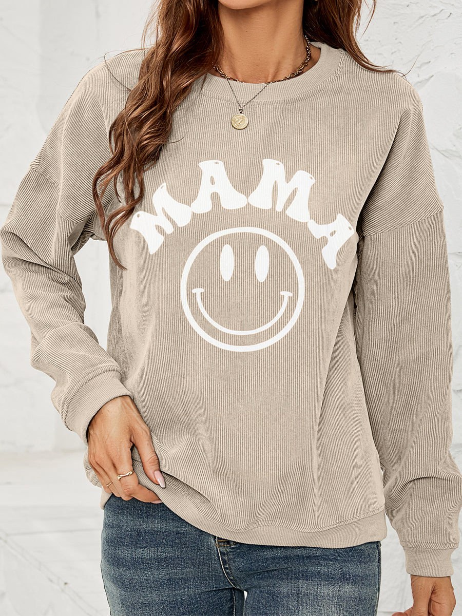 Round Neck Long Sleeve MAMA Graphic Sweatshirt