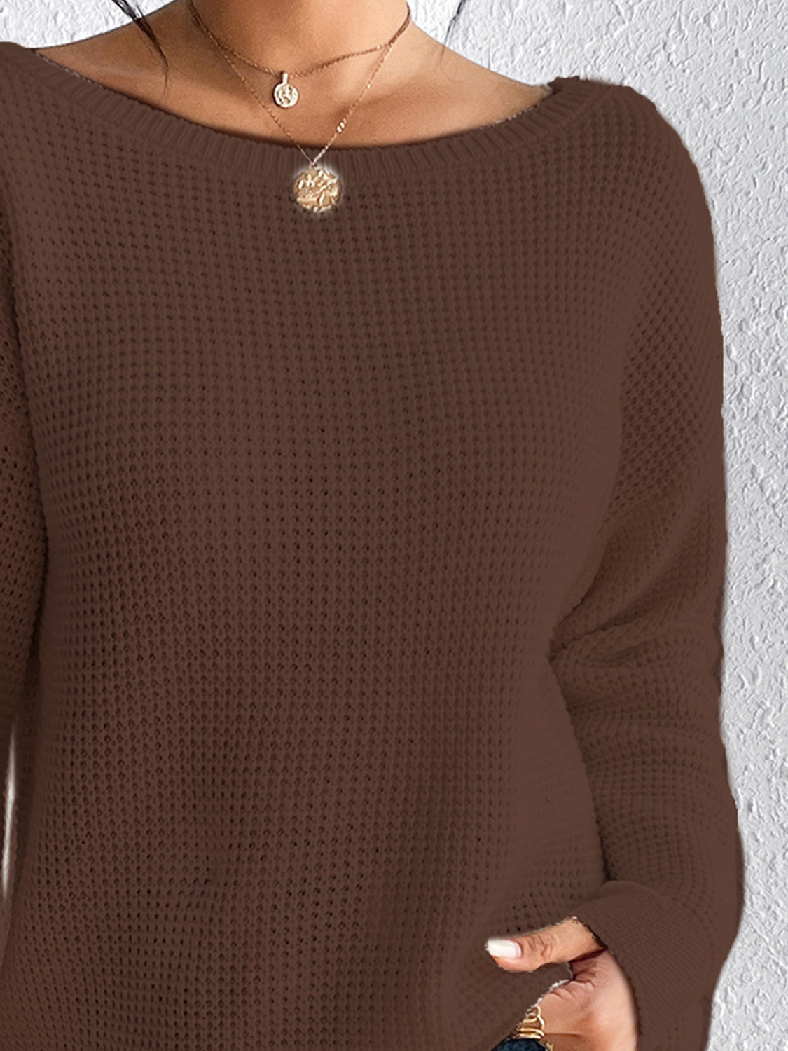 Boat Neck Drop Shoulder Sweater